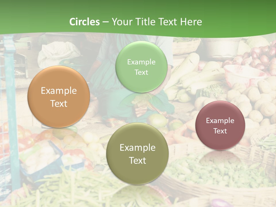 A Woman Sitting In Front Of A Display Of Vegetables PowerPoint Template