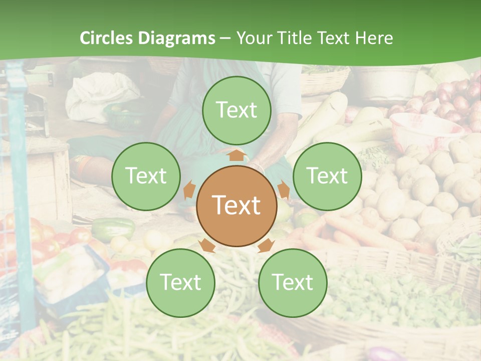 A Woman Sitting In Front Of A Display Of Vegetables PowerPoint Template