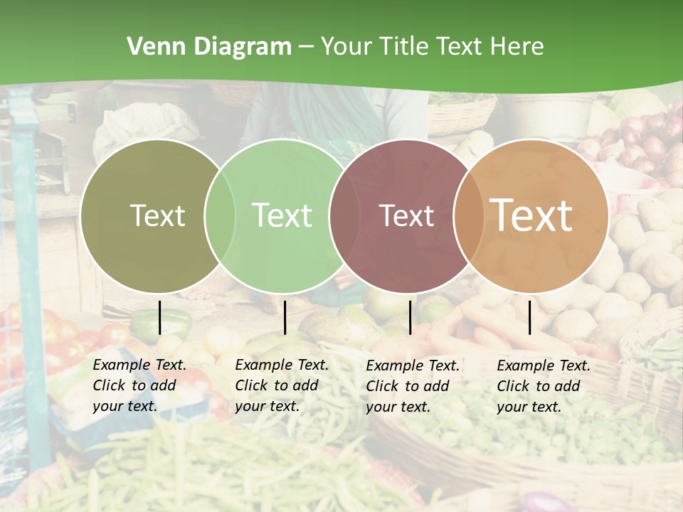 A Woman Sitting In Front Of A Display Of Vegetables PowerPoint Template