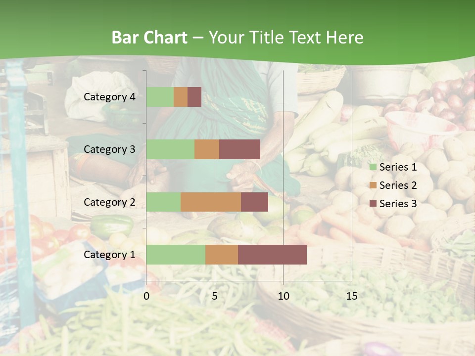 A Woman Sitting In Front Of A Display Of Vegetables PowerPoint Template