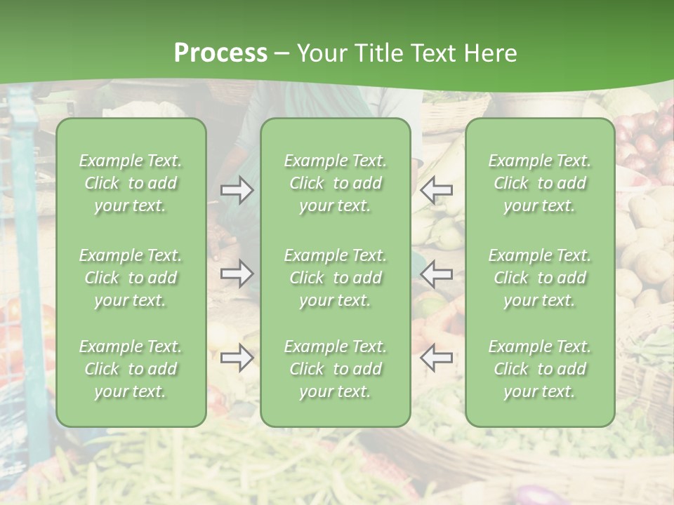 A Woman Sitting In Front Of A Display Of Vegetables PowerPoint Template