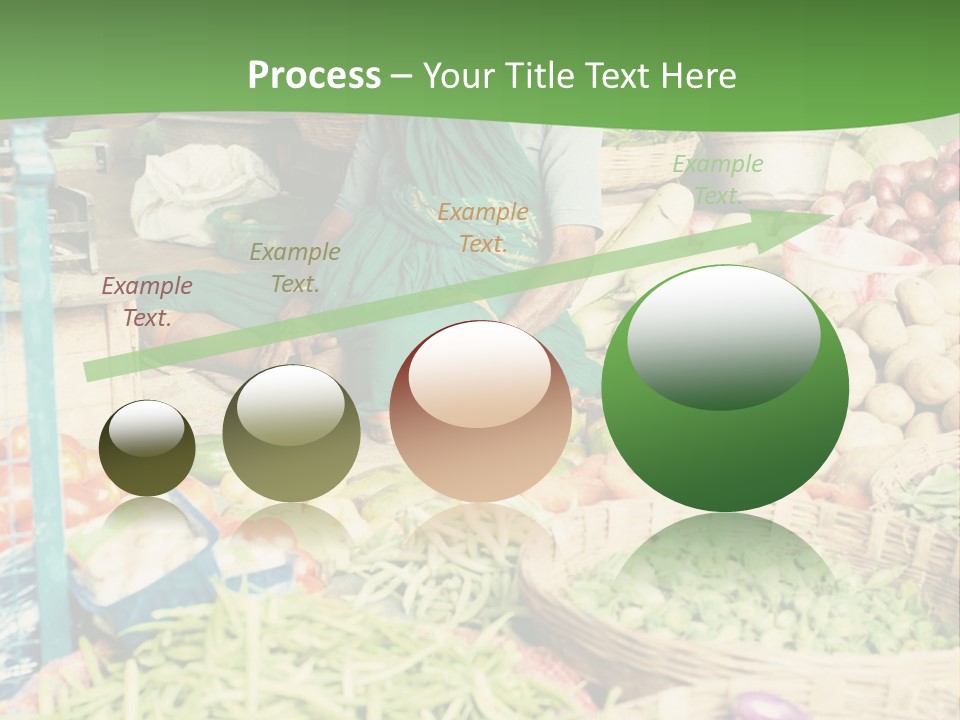 A Woman Sitting In Front Of A Display Of Vegetables PowerPoint Template