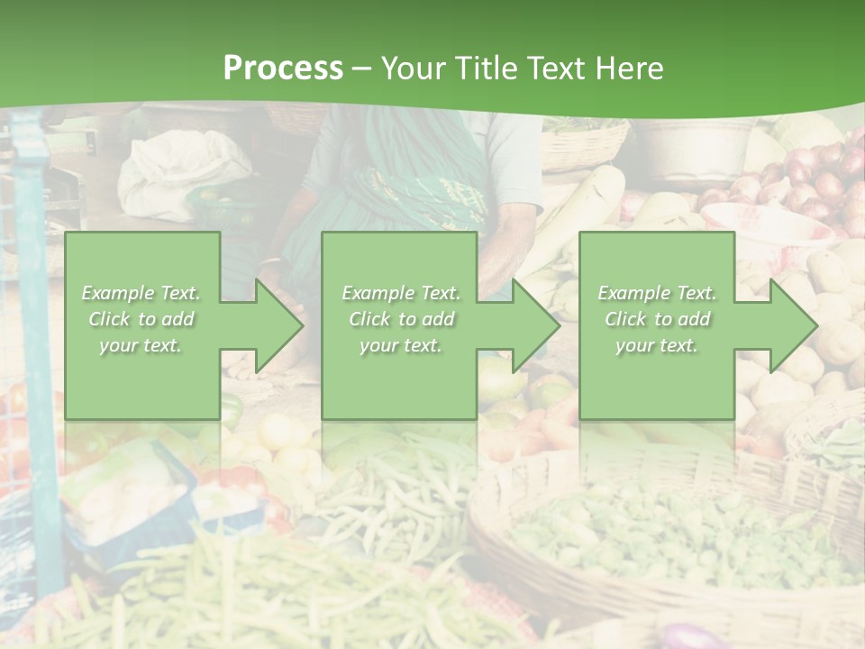 A Woman Sitting In Front Of A Display Of Vegetables PowerPoint Template