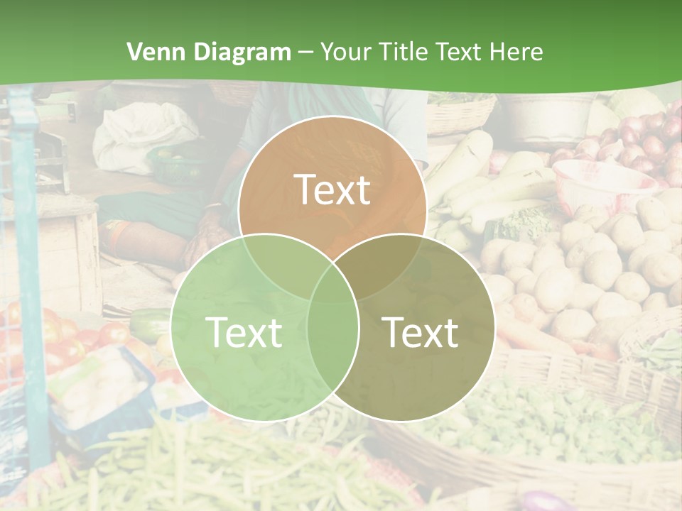 A Woman Sitting In Front Of A Display Of Vegetables PowerPoint Template