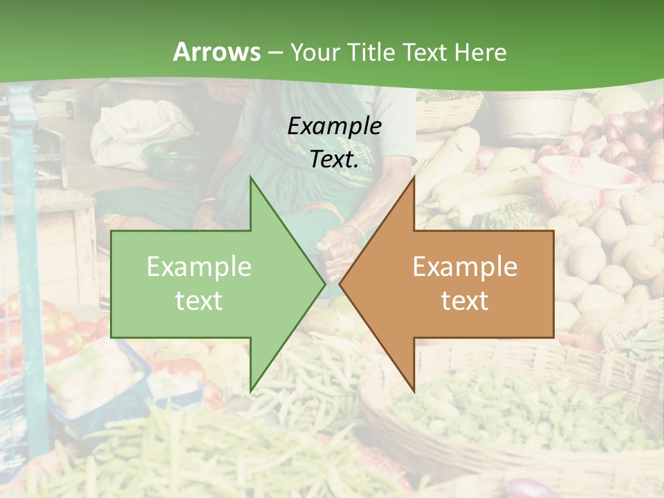 A Woman Sitting In Front Of A Display Of Vegetables PowerPoint Template