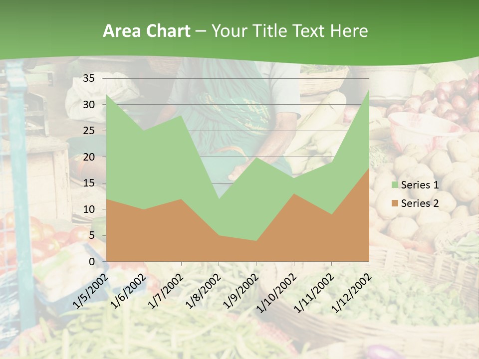 A Woman Sitting In Front Of A Display Of Vegetables PowerPoint Template