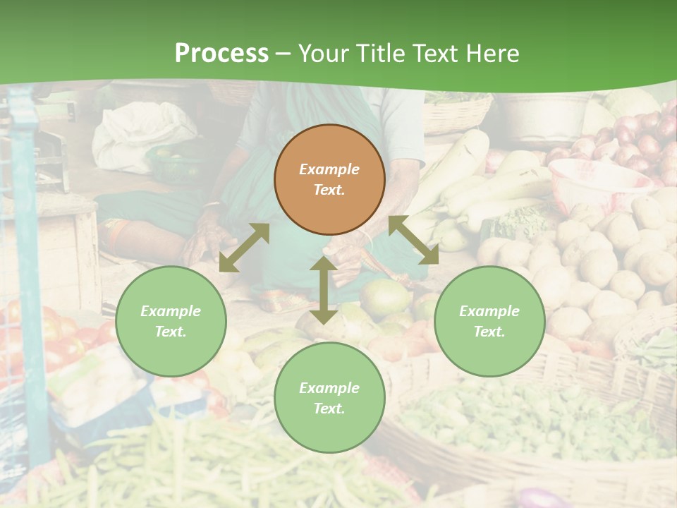 A Woman Sitting In Front Of A Display Of Vegetables PowerPoint Template