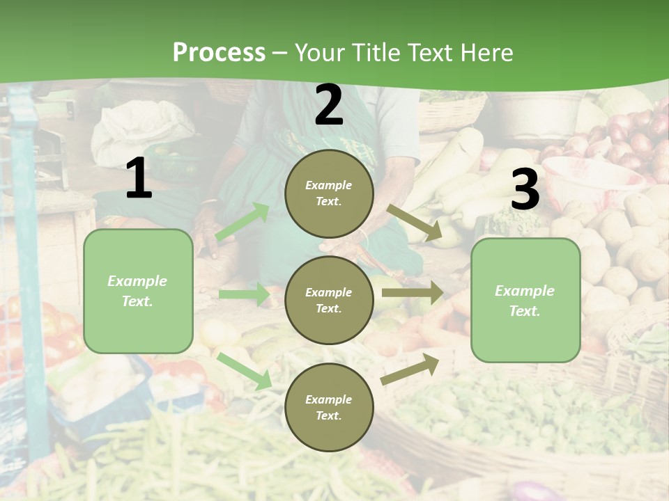 A Woman Sitting In Front Of A Display Of Vegetables PowerPoint Template