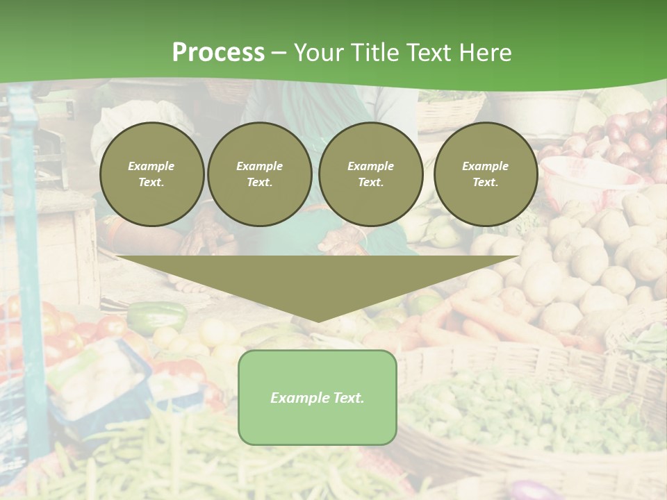 A Woman Sitting In Front Of A Display Of Vegetables PowerPoint Template