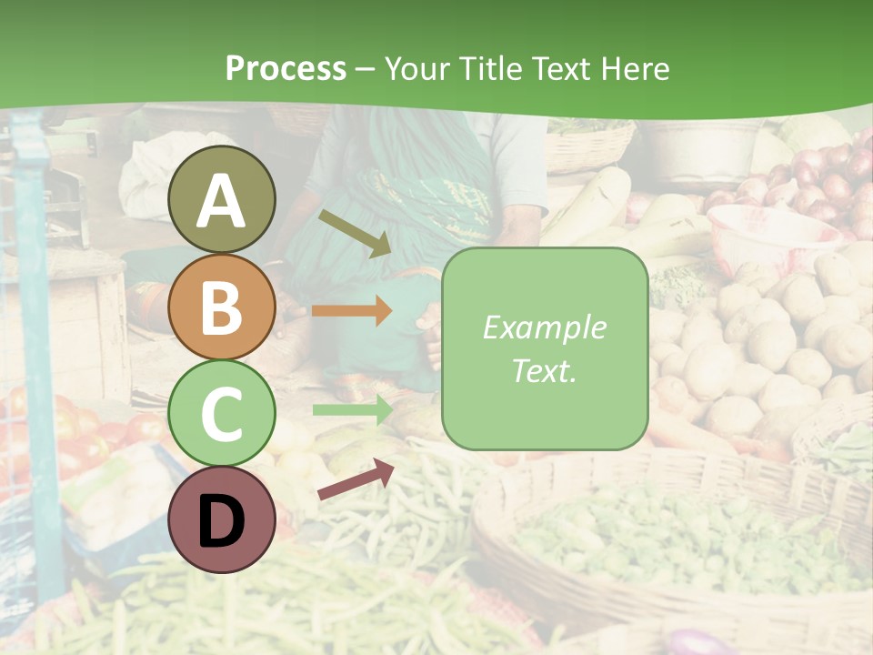 A Woman Sitting In Front Of A Display Of Vegetables PowerPoint Template