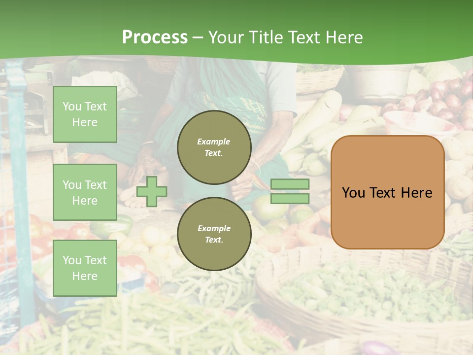 A Woman Sitting In Front Of A Display Of Vegetables PowerPoint Template