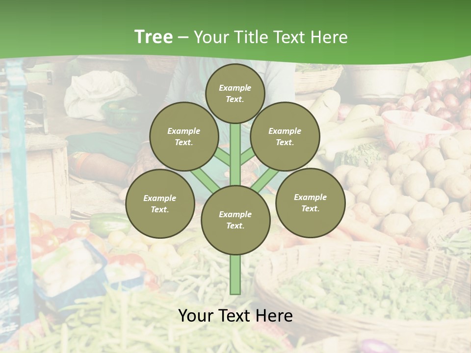 A Woman Sitting In Front Of A Display Of Vegetables PowerPoint Template