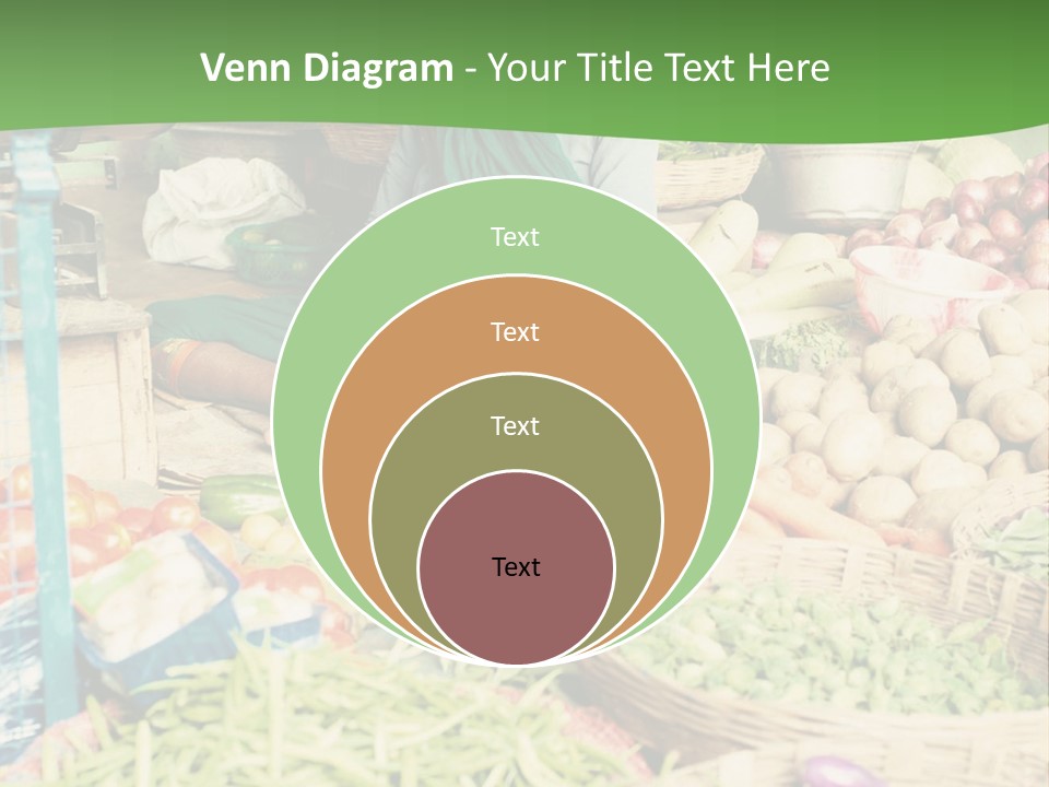 A Woman Sitting In Front Of A Display Of Vegetables PowerPoint Template