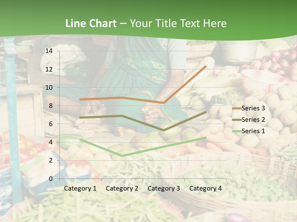 A Woman Sitting In Front Of A Display Of Vegetables PowerPoint Template