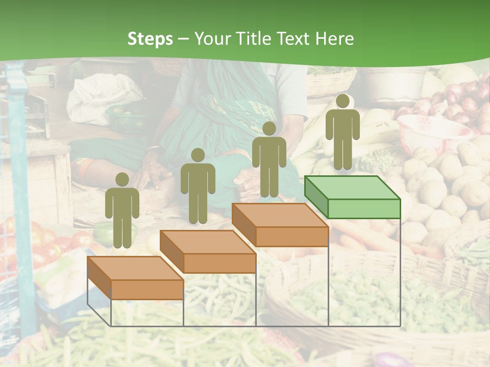 A Woman Sitting In Front Of A Display Of Vegetables PowerPoint Template