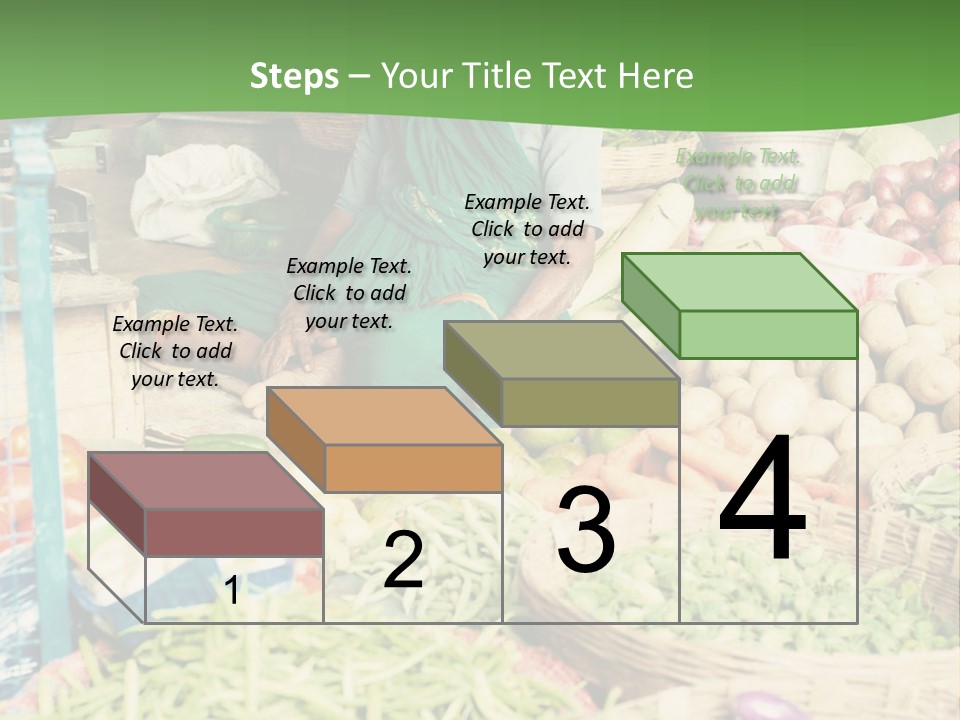 A Woman Sitting In Front Of A Display Of Vegetables PowerPoint Template