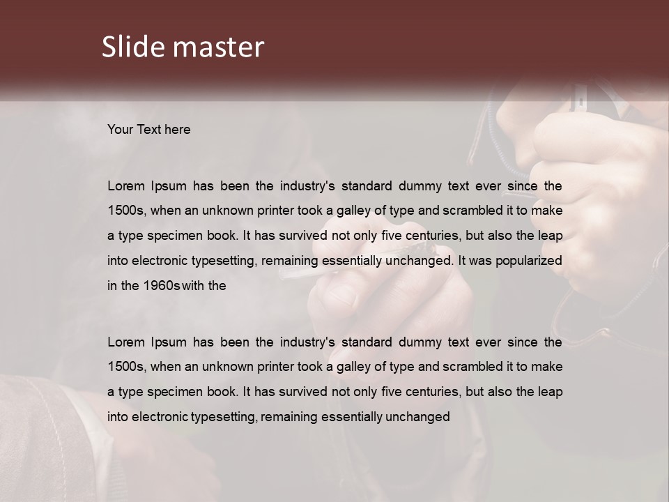 A Man Smoking A Cigarette While Another Man Looks On PowerPoint Template