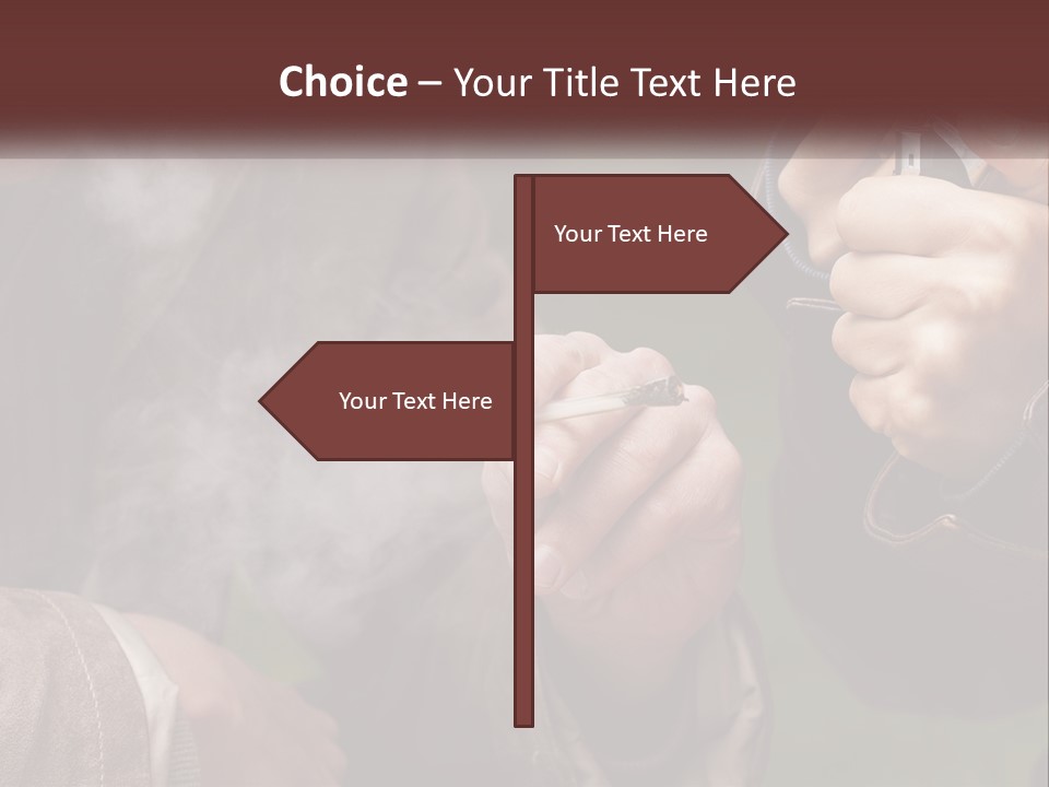 A Man Smoking A Cigarette While Another Man Looks On PowerPoint Template