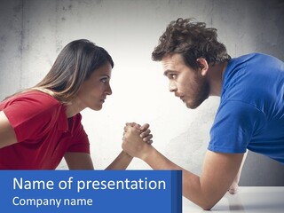 A Man And A Woman Are Facing Each Other PowerPoint Template