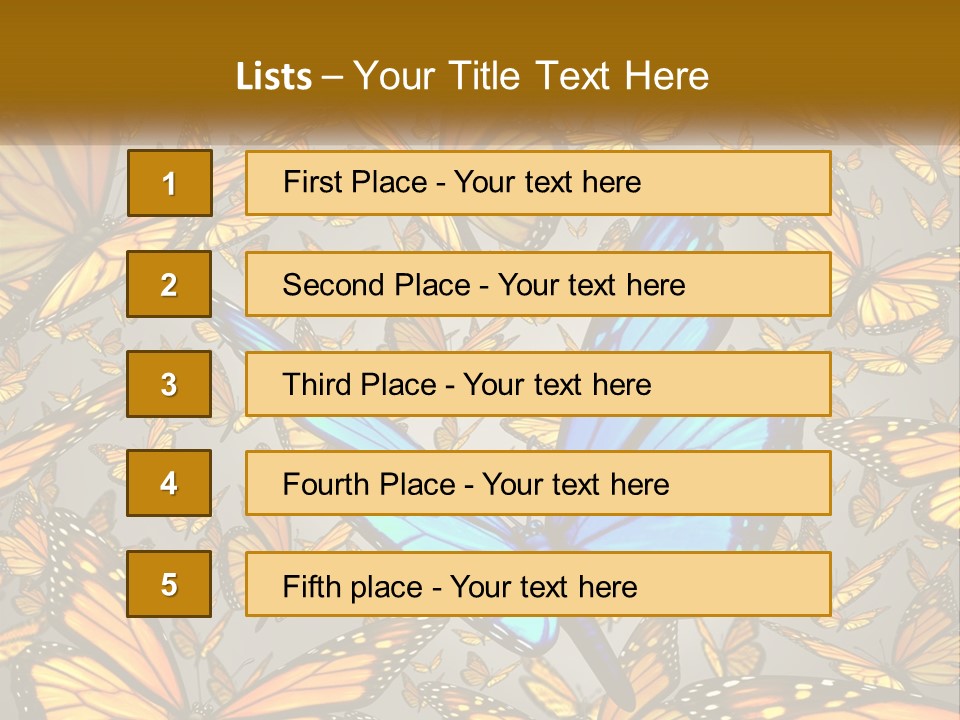 A Group Of Yellow And Blue Butterflies On A Gray Background PowerPoint Template
