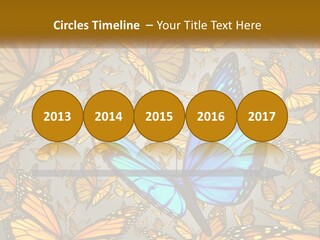 A Group Of Yellow And Blue Butterflies On A Gray Background PowerPoint Template