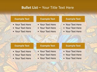A Group Of Yellow And Blue Butterflies On A Gray Background PowerPoint Template