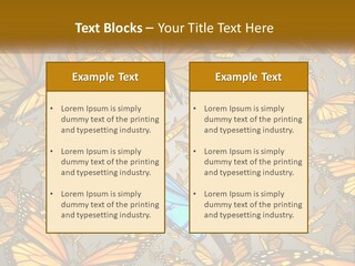 A Group Of Yellow And Blue Butterflies On A Gray Background PowerPoint Template
