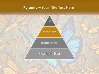 A Group Of Yellow And Blue Butterflies On A Gray Background PowerPoint Template