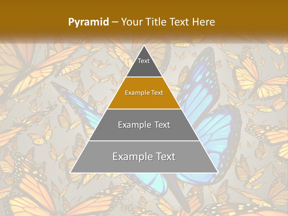 A Group Of Yellow And Blue Butterflies On A Gray Background PowerPoint Template