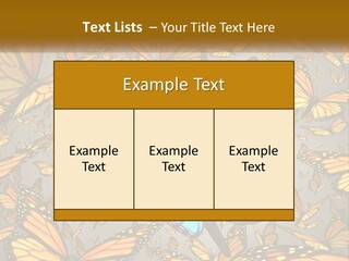 A Group Of Yellow And Blue Butterflies On A Gray Background PowerPoint Template