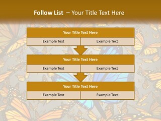 A Group Of Yellow And Blue Butterflies On A Gray Background PowerPoint Template