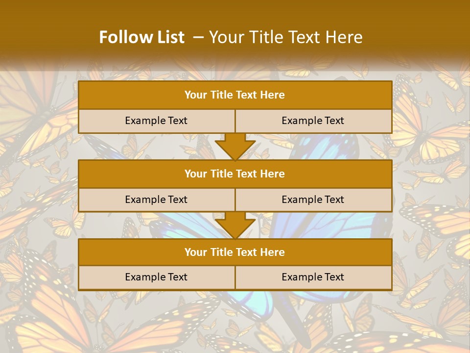 A Group Of Yellow And Blue Butterflies On A Gray Background PowerPoint Template