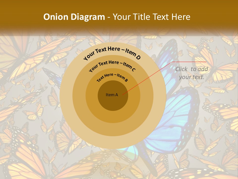 A Group Of Yellow And Blue Butterflies On A Gray Background PowerPoint Template