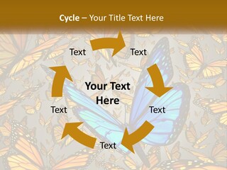 A Group Of Yellow And Blue Butterflies On A Gray Background PowerPoint Template