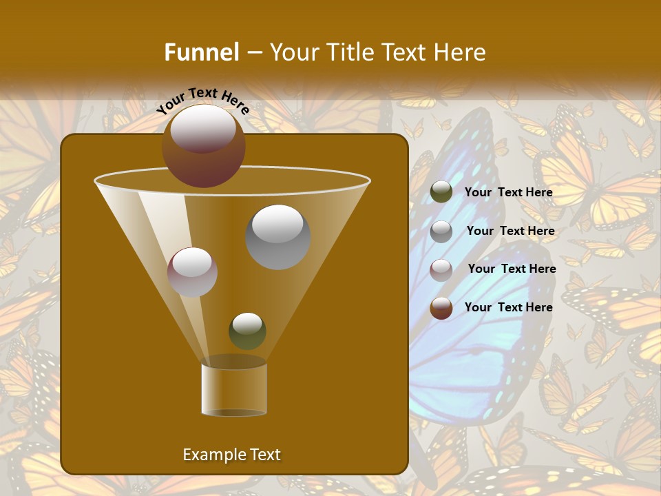 A Group Of Yellow And Blue Butterflies On A Gray Background PowerPoint Template