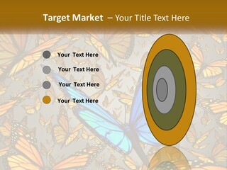 A Group Of Yellow And Blue Butterflies On A Gray Background PowerPoint Template