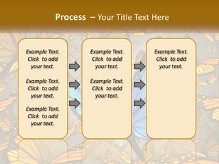 A Group Of Yellow And Blue Butterflies On A Gray Background PowerPoint Template
