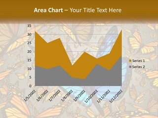 A Group Of Yellow And Blue Butterflies On A Gray Background PowerPoint Template