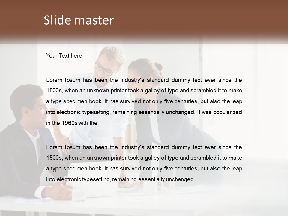 A Group Of People Sitting Around A Table With A Laptop PowerPoint Template