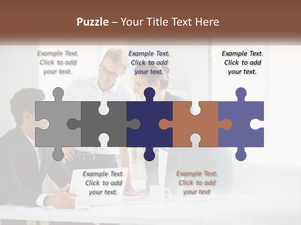 A Group Of People Sitting Around A Table With A Laptop PowerPoint Template