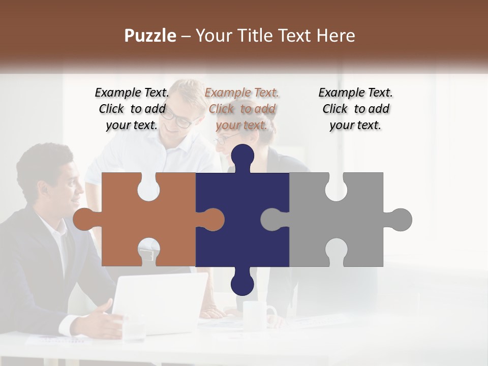 A Group Of People Sitting Around A Table With A Laptop PowerPoint Template