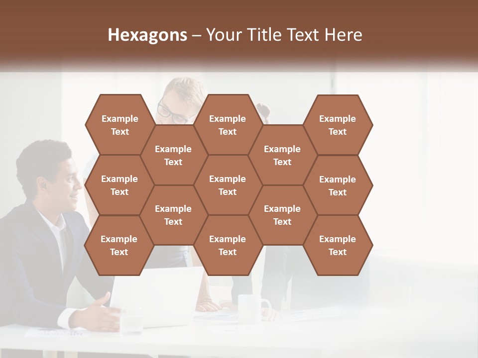 A Group Of People Sitting Around A Table With A Laptop PowerPoint Template