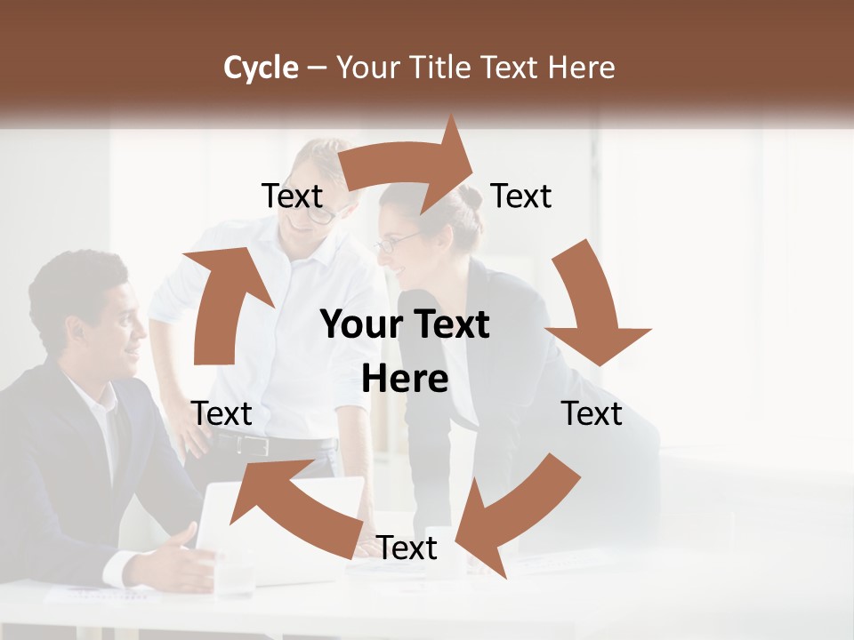 A Group Of People Sitting Around A Table With A Laptop PowerPoint Template