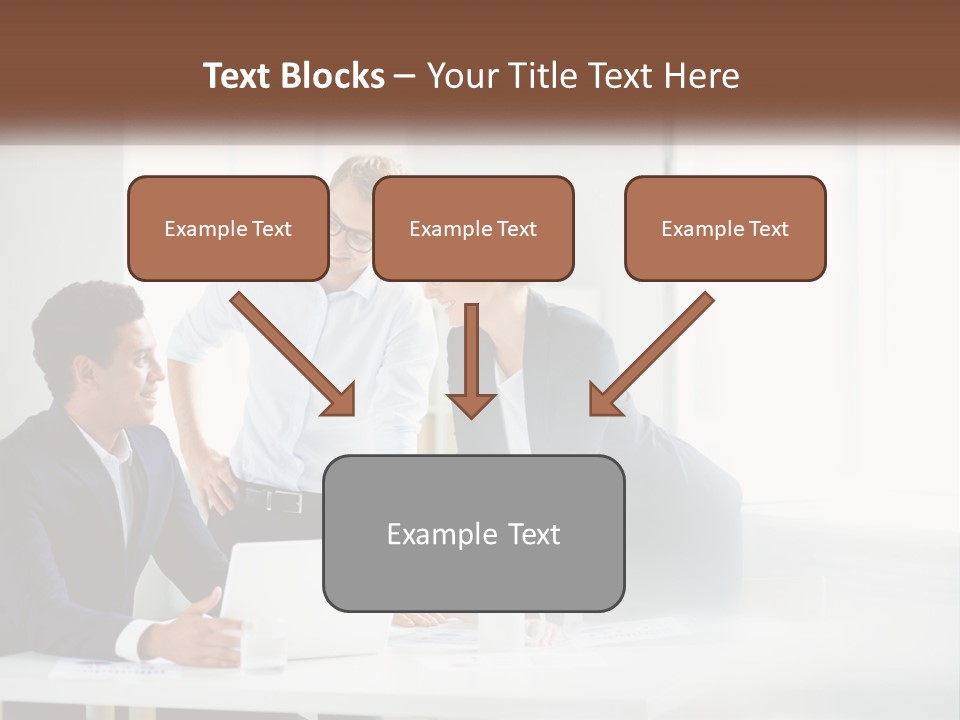 A Group Of People Sitting Around A Table With A Laptop PowerPoint Template