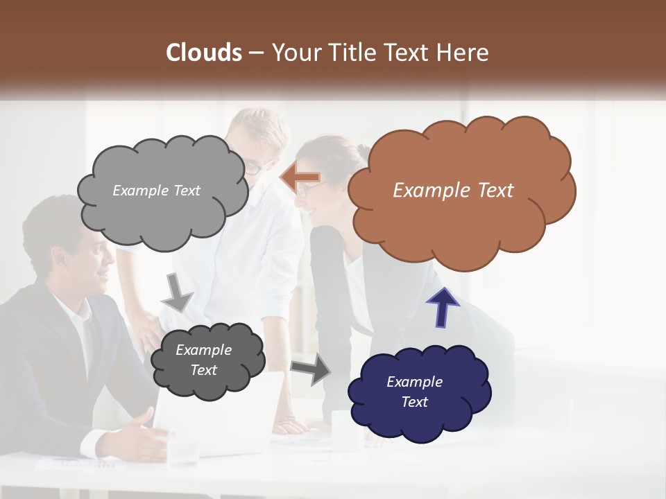 A Group Of People Sitting Around A Table With A Laptop PowerPoint Template