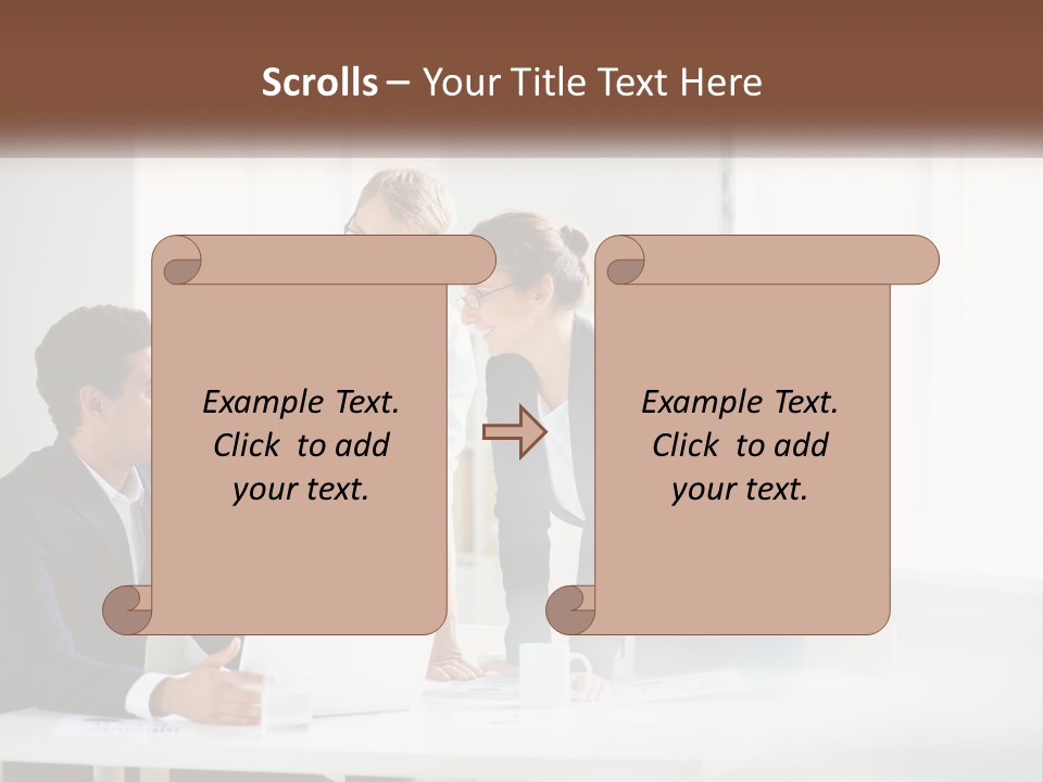 A Group Of People Sitting Around A Table With A Laptop PowerPoint Template