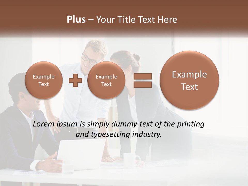 A Group Of People Sitting Around A Table With A Laptop PowerPoint Template