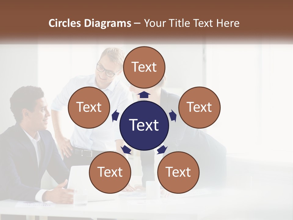 A Group Of People Sitting Around A Table With A Laptop PowerPoint Template