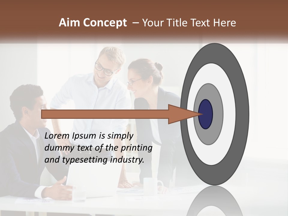 A Group Of People Sitting Around A Table With A Laptop PowerPoint Template