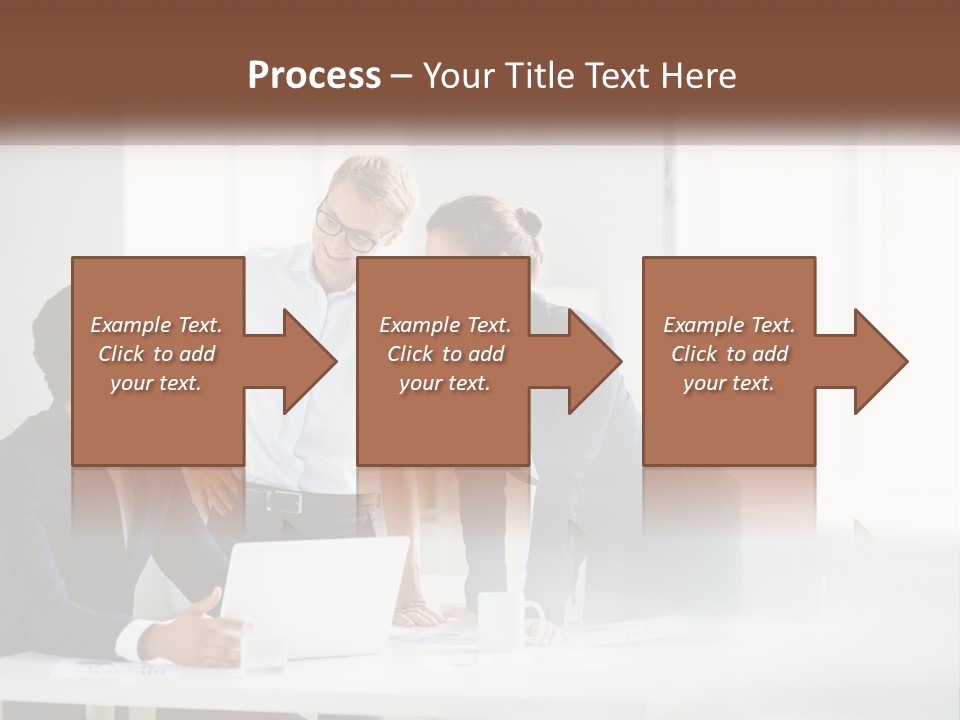 A Group Of People Sitting Around A Table With A Laptop PowerPoint Template